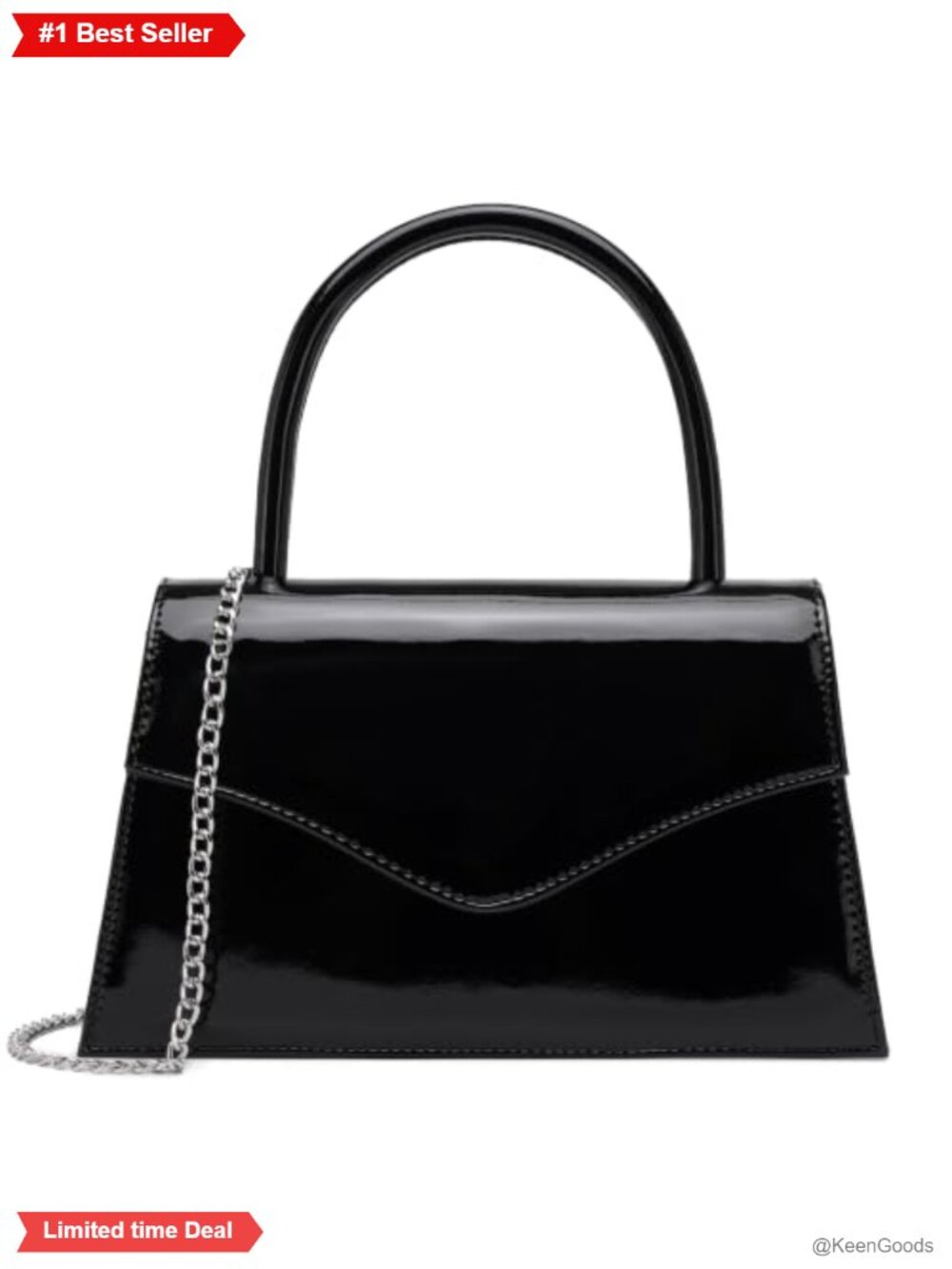 Faux Patent Leather Evening Clutch Purse with Top Handle
